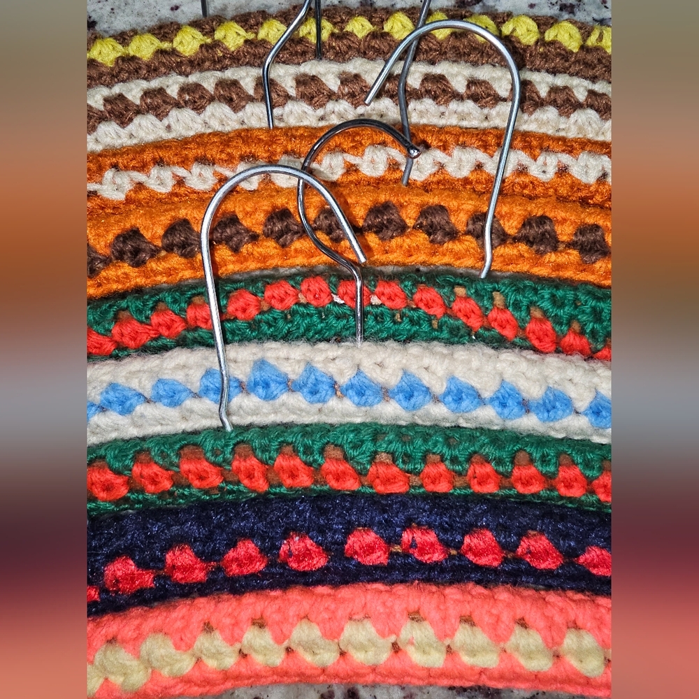 Handmade Crochet-Covered Coat Hangers Lot Of 9 - Picture 4 of 6